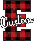 (s123-02) Wolfpack Red Buffalo Plaid Custom Letter Team Name Text