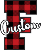 (s123-02) Wolfpack Red Buffalo Plaid Custom Letter Team Name Text