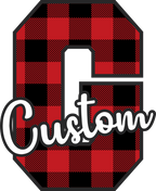 (s123-02) Wolfpack Red Buffalo Plaid Custom Letter Team Name Text