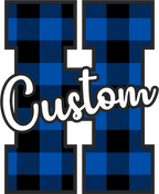 (s123-02) Wildcats Royal Buffalo Plaid Custom Letter Team Name Text