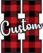 (s123-02) Wolfpack Red Buffalo Plaid Custom Letter Team Name Text