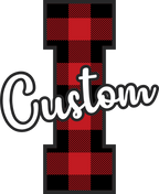 (s123-02) Wolfpack Red Buffalo Plaid Custom Letter Team Name Text