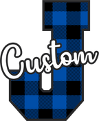 (s123-02) Wildcats Royal Buffalo Plaid Custom Letter Team Name Text