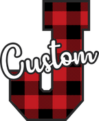 (s123-02) Wolfpack Red Buffalo Plaid Custom Letter Team Name Text