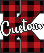 (s123-02) Wolfpack Red Buffalo Plaid Custom Letter Team Name Text