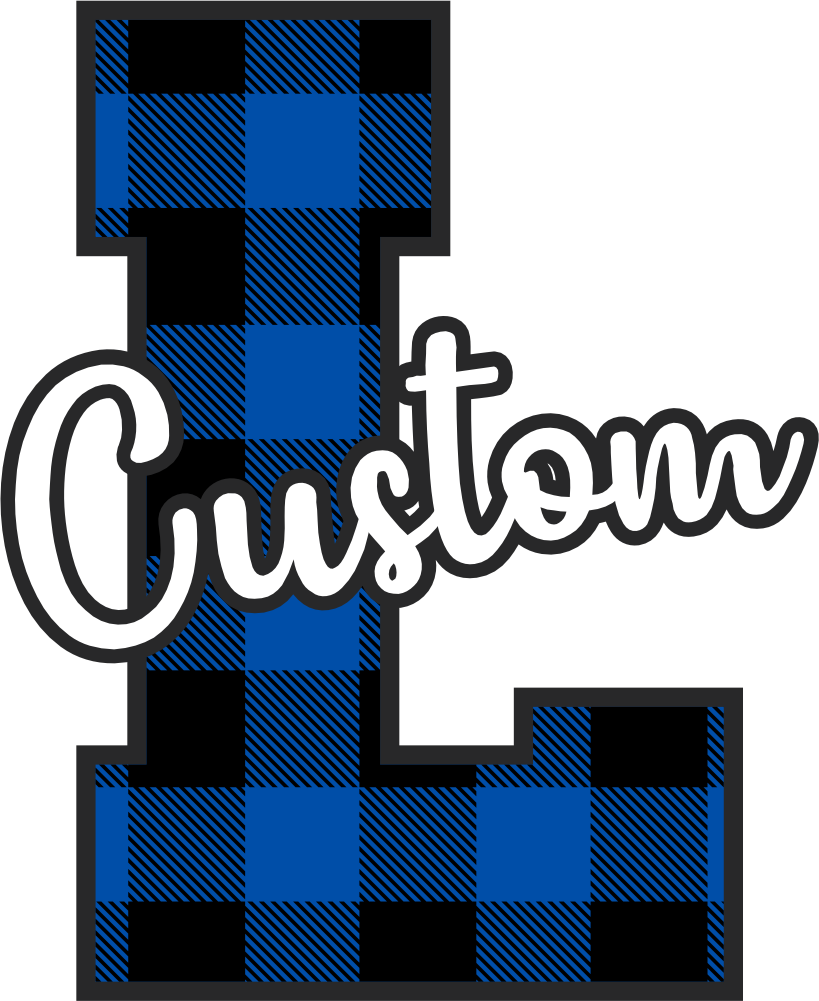 (s123-02) Wildcats Royal Buffalo Plaid Custom Letter Team Name Text