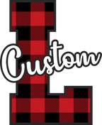 (s123-02) Wolfpack Red Buffalo Plaid Custom Letter Team Name Text