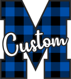 (s123-02) Wildcats Royal Buffalo Plaid Custom Letter Team Name Text