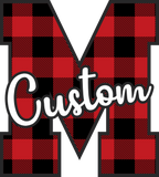(s123-02) Wolfpack Red Buffalo Plaid Custom Letter Team Name Text