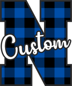 (s123-02) Wildcats Royal Buffalo Plaid Custom Letter Team Name Text