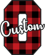 (s123-02) Wolfpack Red Buffalo Plaid Custom Letter Team Name Text