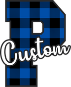 (s123-02) Wildcats Royal Buffalo Plaid Custom Letter Team Name Text