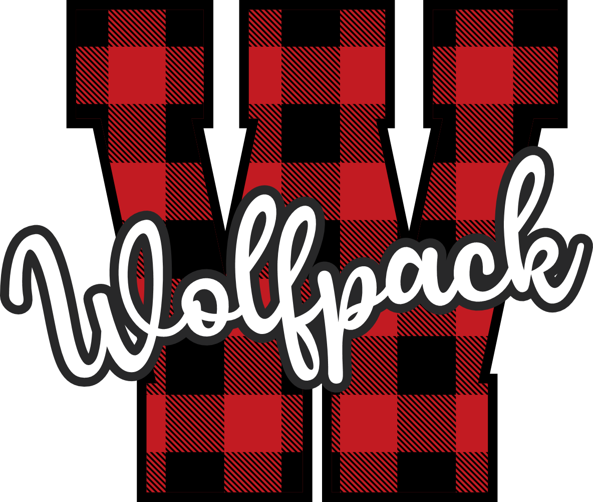 (s123-02) Wolfpack Red Buffalo Plaid Custom Letter Team Name Text