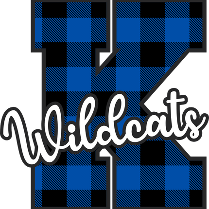 (s123-02) Wildcats Royal Buffalo Plaid Custom Letter Team Name Text