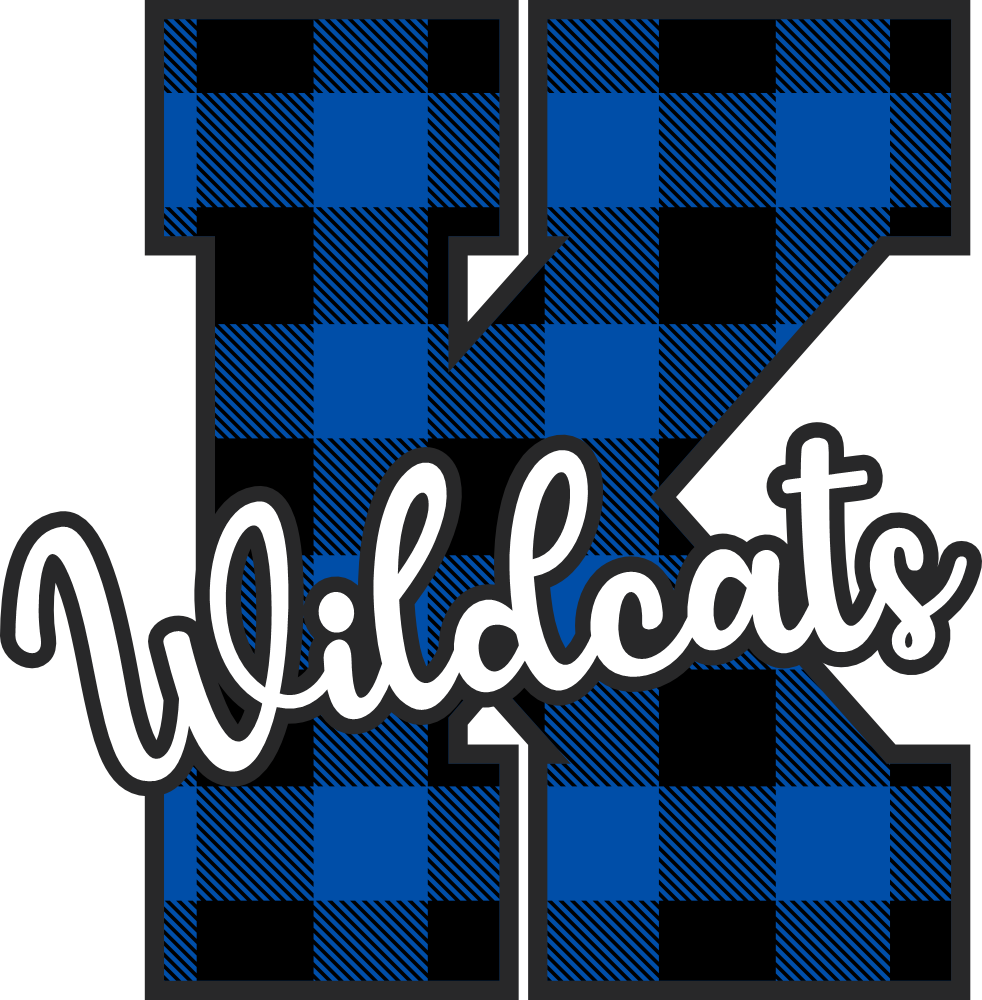 (s123-2) Wildcats Royal Buffalo Plaid Custom Letter Team Name Text