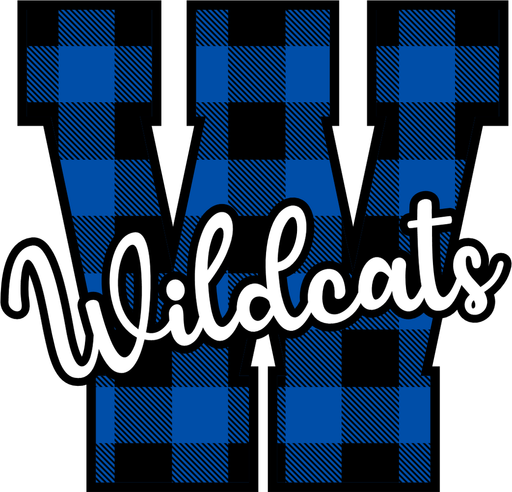 (s123-02) Wildcats Royal Buffalo Plaid Custom Letter Team Name Text