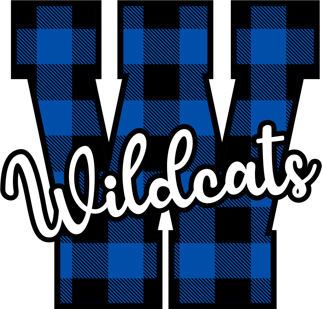 (s123-2) Wildcats Royal Buffalo Plaid Custom Letter Team Name Text