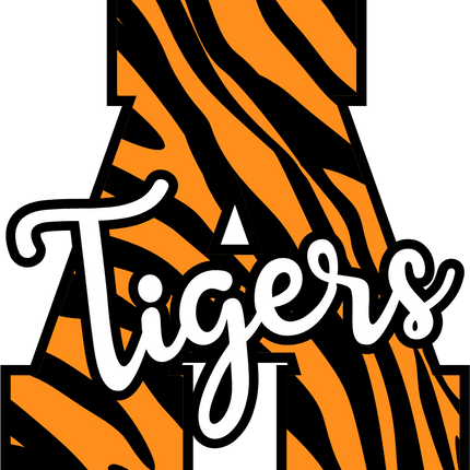 (s123-02) Tigers Tiger Print Letter Team Name Text
