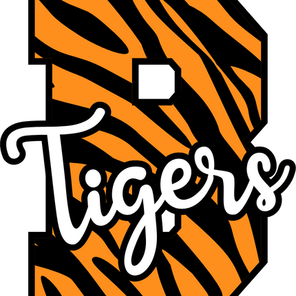 (s123-02) Tigers Tiger Print Letter Team Name Text