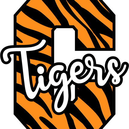 (s123-02) Tigers Tiger Print Letter Team Name Text