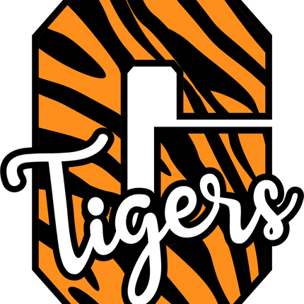 (s123-02) Tigers Tiger Print Letter Team Name Text