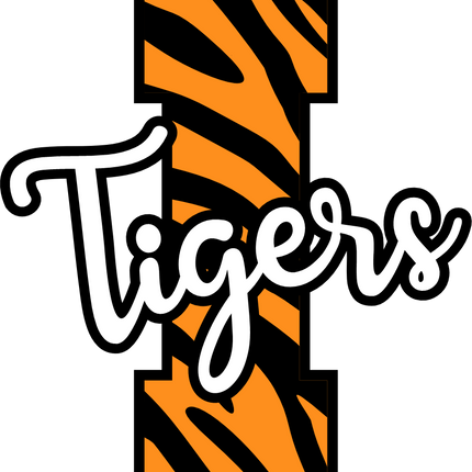 (s123-02) Tigers Tiger Print Letter Team Name Text