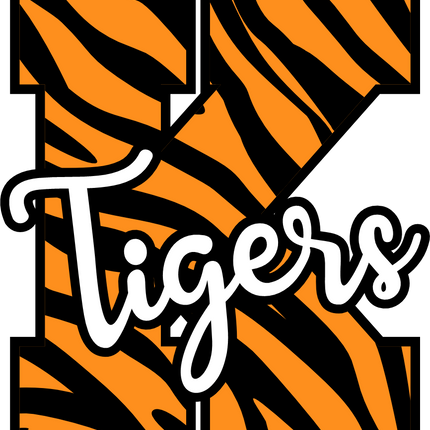(s123-02) Tigers Tiger Print Letter Team Name Text