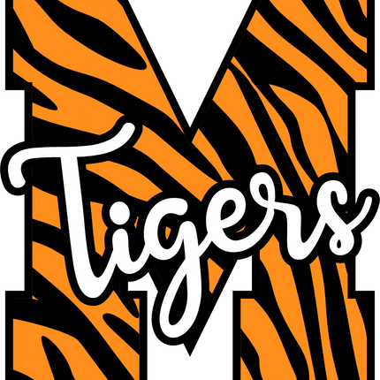 (s123-02) Tigers Tiger Print Letter Team Name Text
