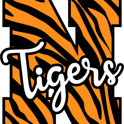 (s123-02) Tigers Tiger Print Letter Team Name Text