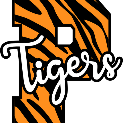 (s123-02) Tigers Tiger Print Letter Team Name Text
