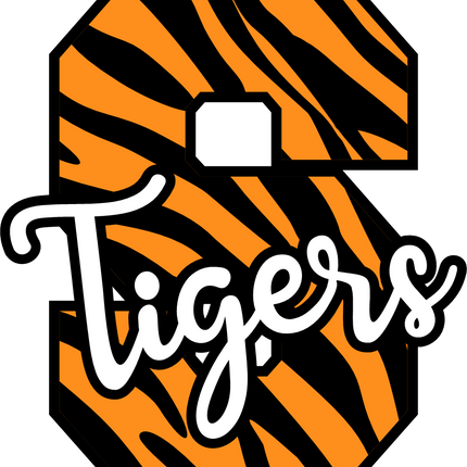 (s123-02) Tigers Tiger Print Letter Team Name Text