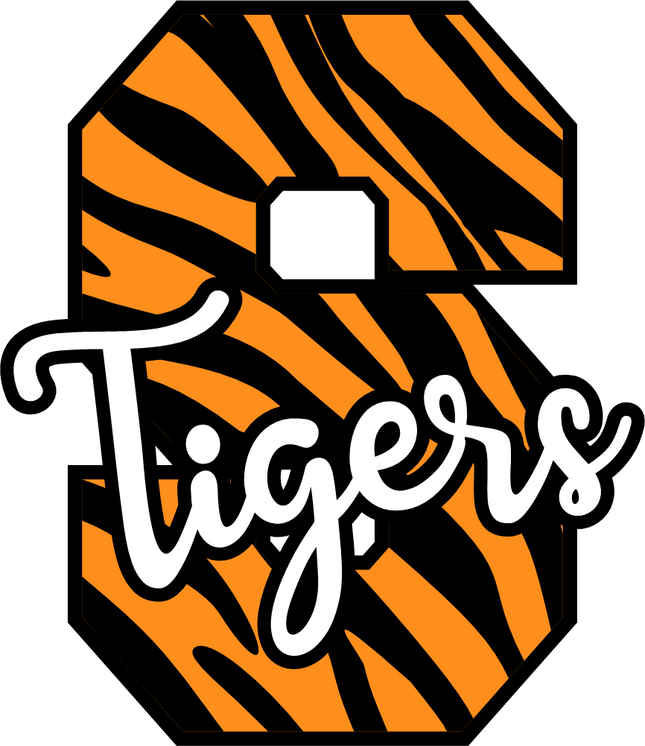 (s123-02) Tigers Tiger Print Letter Team Name Text
