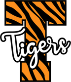 (s123-02) Tigers Tiger Print Letter Team Name Text