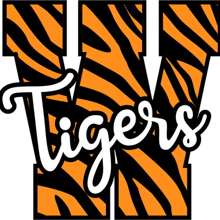 (s123-02) Tigers Tiger Print Letter Team Name Text