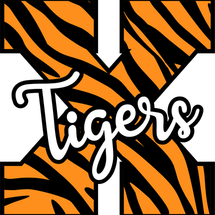(s123-02) Tigers Tiger Print Letter Team Name Text