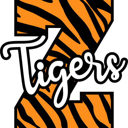 (s123-02) Tigers Tiger Print Letter Team Name Text