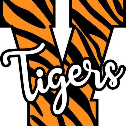 (s123-02) Tigers Tiger Print Letter Team Name Text