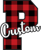 (s123-02) Wolfpack Red Buffalo Plaid Custom Letter Team Name Text