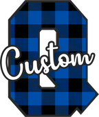(s123-02) Wildcats Royal Buffalo Plaid Custom Letter Team Name Text
