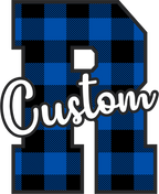 (s123-02) Wildcats Royal Buffalo Plaid Custom Letter Team Name Text