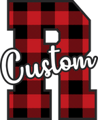 (s123-02) Wolfpack Red Buffalo Plaid Custom Letter Team Name Text