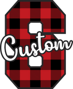(s123-02) Wolfpack Red Buffalo Plaid Custom Letter Team Name Text