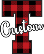 (s123-02) Wolfpack Red Buffalo Plaid Custom Letter Team Name Text