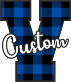 (s123-02) Wildcats Royal Buffalo Plaid Custom Letter Team Name Text