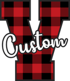 (s123-02) Wolfpack Red Buffalo Plaid Custom Letter Team Name Text