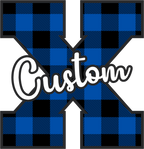 (s123-02) Wildcats Royal Buffalo Plaid Custom Letter Team Name Text