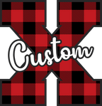 (s123-02) Wolfpack Red Buffalo Plaid Custom Letter Team Name Text