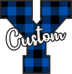 (s123-02) Wildcats Royal Buffalo Plaid Custom Letter Team Name Text