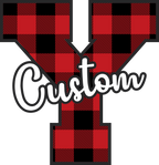 (s123-02) Wolfpack Red Buffalo Plaid Custom Letter Team Name Text