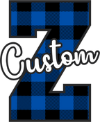 (s123-02) Wildcats Royal Buffalo Plaid Custom Letter Team Name Text